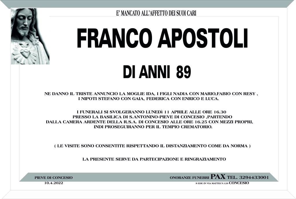 FRANCO APOSTOLI MANIFESTO