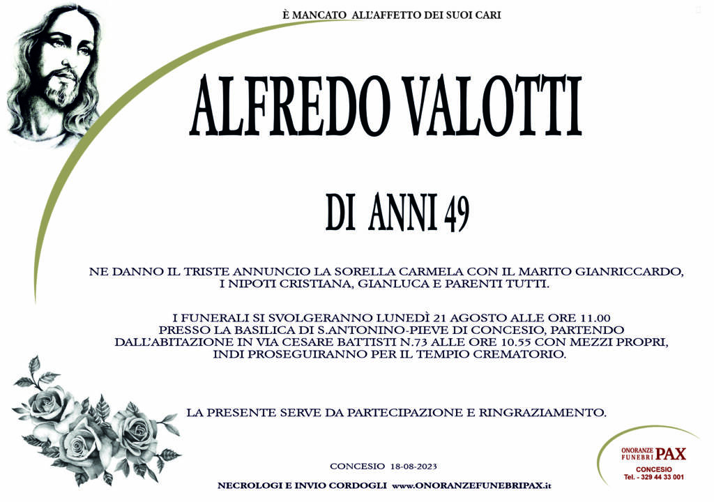Alfredo Valotti Funerale