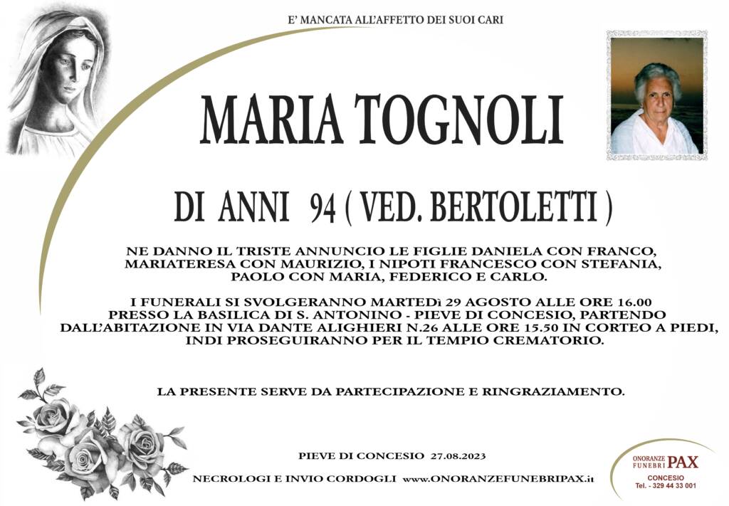 MARIA TOGNOLI - MANIFESTO SITO